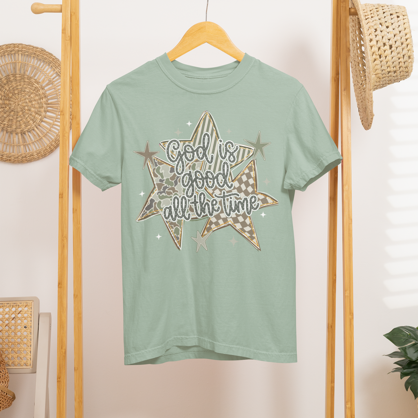 God is good All the Time Camo Star tee or sweatshirt