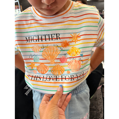 Mightier is his love for you Christian stripe tee (toddler ,kids or adult)