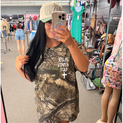 Jesus loves you Christian Camo Tee