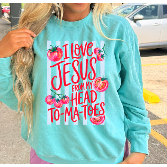 I love Jesus from my head to-ma-toes  tee or sweatshirt