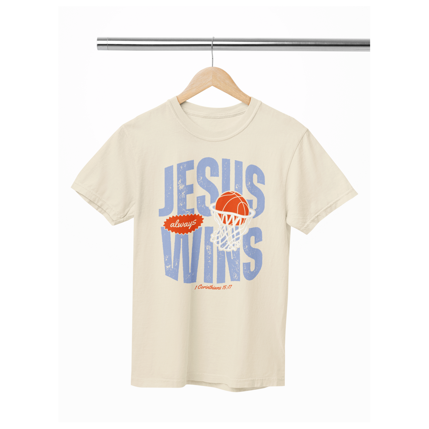 Jesus Wins light blue print  Tee or sweatshirt