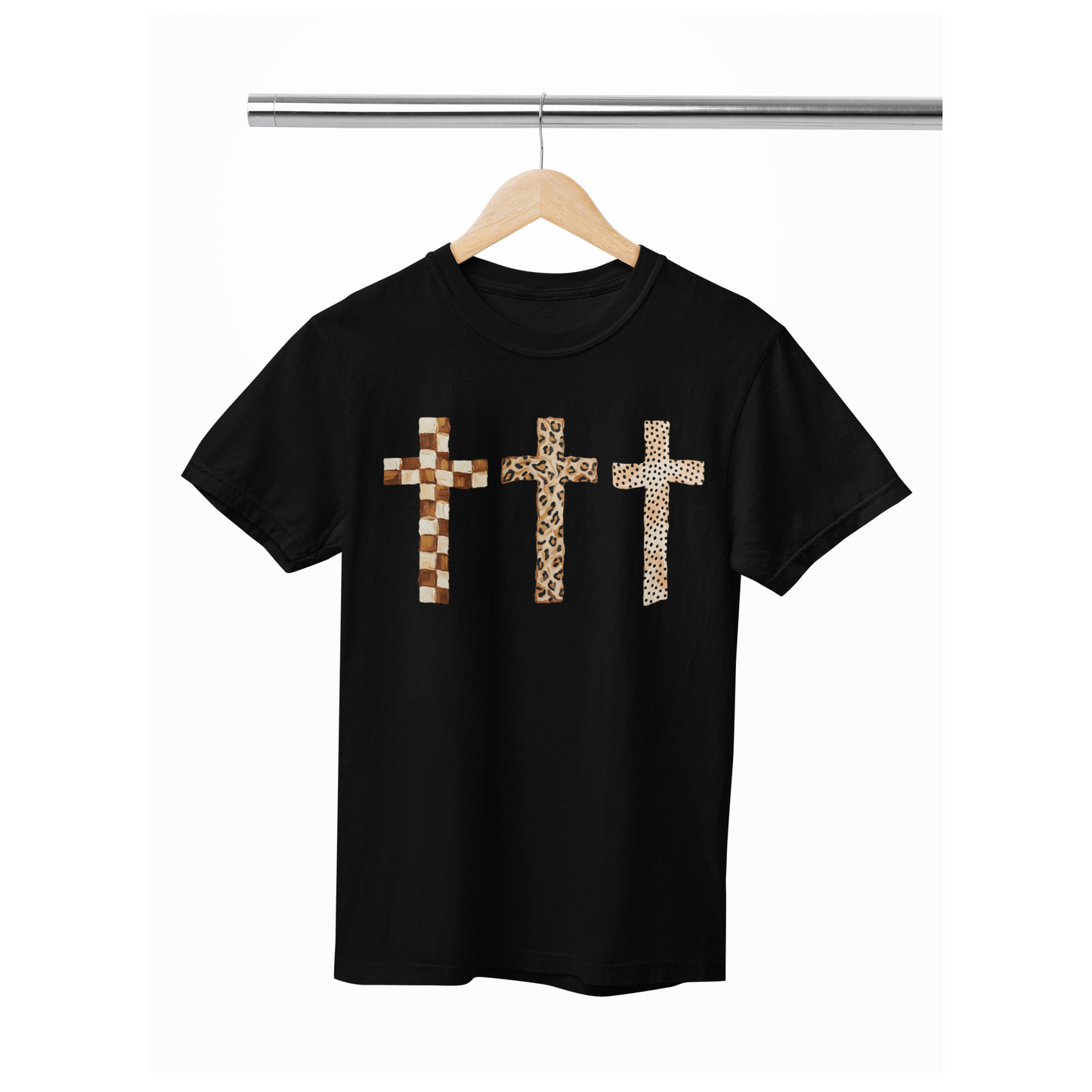 Leopard and Check cross tee or sweatshirt