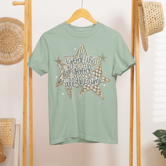 God is good All the Time Camo Star tee or sweatshirt