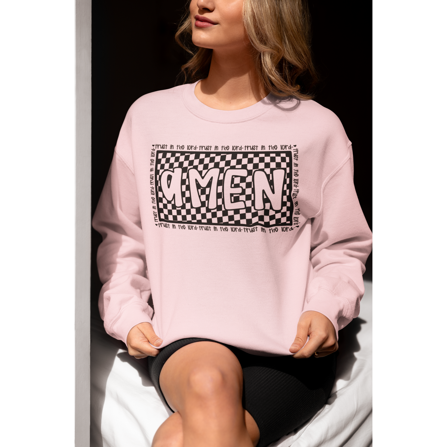 Amen Checkered tee or sweatshirt